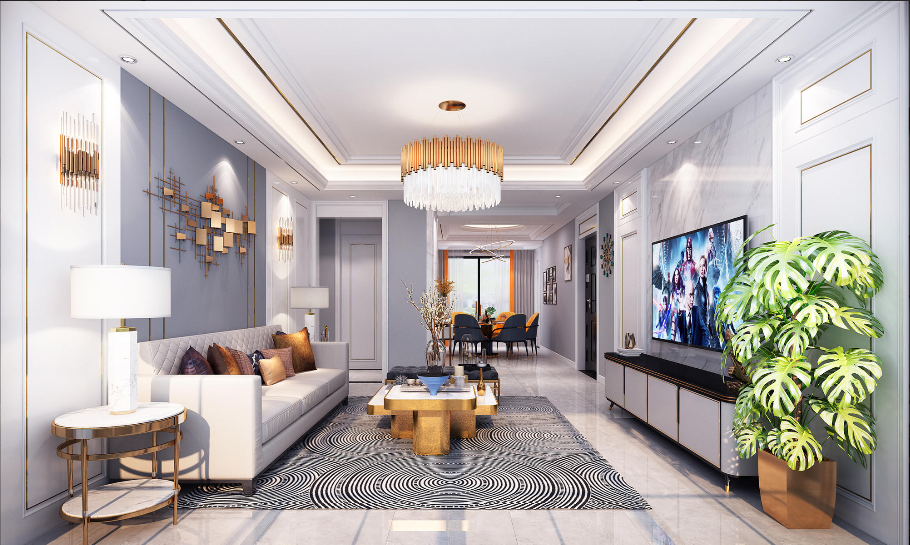 輕奢風(fēng)客餐廳臥室